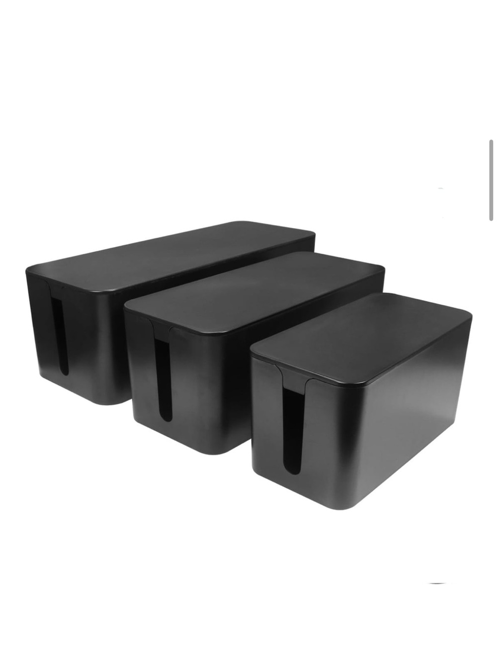 Set of 3 nested Black Cable Management and Storage Boxes